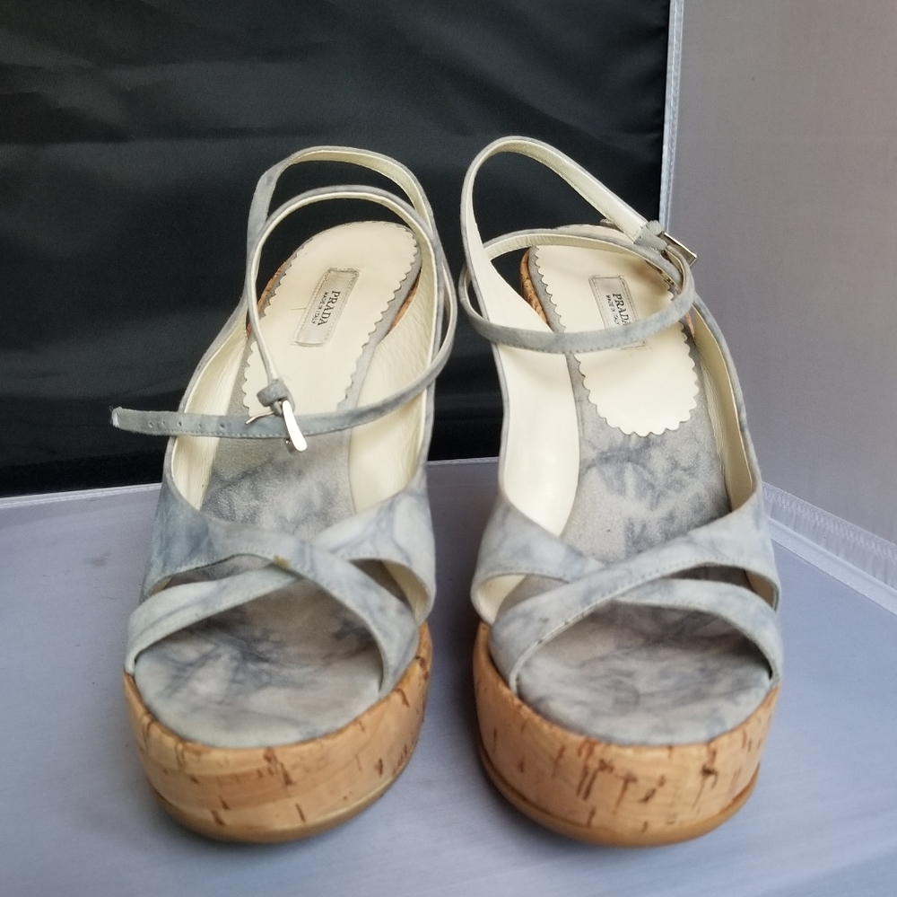 Prada wedge cork heel sandals - Picture 2 of 7